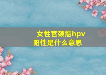 女性宫颈癌hpv 阳性是什么意思